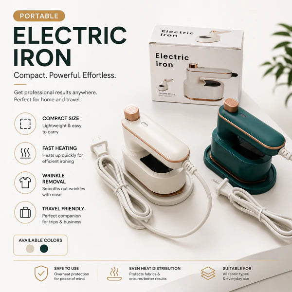 Foldable Electric Steam Iron – Compact Portable Travel Iron with Fast Heating